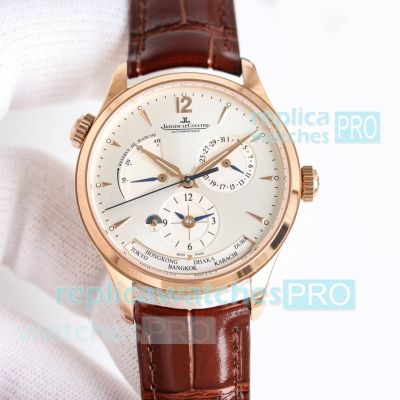 9F Factory Swiss Clone Jaeger-LeCoultre Master Geographic Rose Gold Watch 
